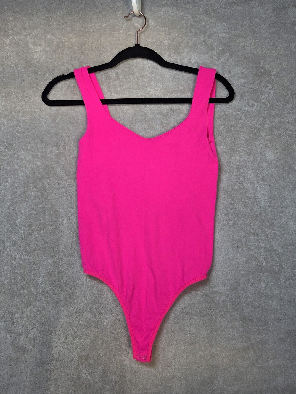 Free People Clean Lines Bodysuit Neon Pink Thong Snap Crotch XS/S